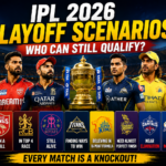 IPL 2026 playoff scenarios featured image showing teams fighting for qualification spots