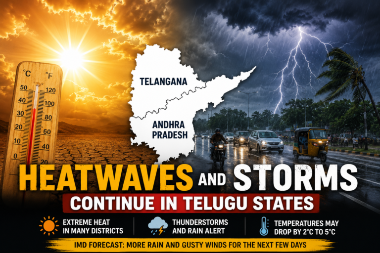 Heatwaves and thunderstorms affecting Andhra Pradesh and Telangana with IMD weather alert